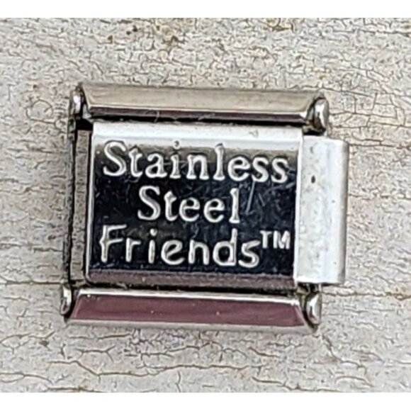 Stainless Steel Friends Silver Italian Charm Link for Bracelets Red Heart Jewelr - Picture 2 of 3